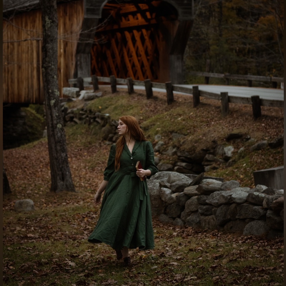 Cotton Candy Wear 3/4 Sleeve "SWANN" Dress in Forest Green